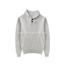 Men's Transferring Stitch Shawl Collar Button Pullover